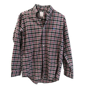 Brooks Brothers Men's Size M Black/Red Plaid 100% Cotton Madison Button Down